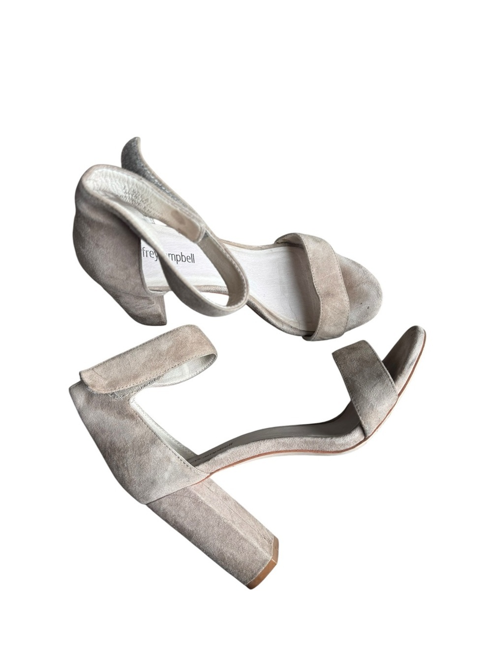 Jeffrey Campbell - Lindsay Taupe Suede Block Heel Sandals Size 9